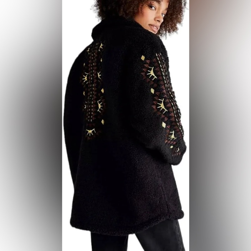 Free People x Driftwood Sheeba embroidered Sherpa jacket